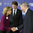 Elena Salgado, Francois Baroin y el gobernador del Banco de Francia, Christian Noyer.