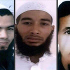 Retratos de tres sospechosos difundidos por las fuerzas de seguridad marroquies.