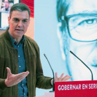 El presidente del Gobierno, Pedro Sánchez, en la presentación de Gabilondo. PSOE