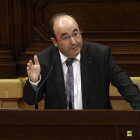 El líder del PSC, Miquel Iceta, durante su intervención en el pleno del Parlament de Cataluña