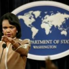 La secretaria de Estado norteamericana, Condolezza Rice, ayer, durante la rueda de prensa