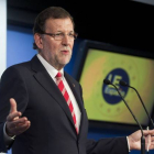 El presidente del Gobierno, Mariano Rajoy, durante la rueda de prensa que ha ofrecido este viernes en Bruselas.
