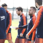 Messi junto a sus compañeros del Barça.
