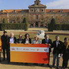 Marta Rovira durante la presentación de la candidatura de ERC, este jueves, frente al Parlament.