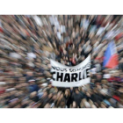 Vista aérea de la gran manifestación que este domingo recorrió el centro de París, tras el ataque a la revista satífica 'Charlie Hebdo'.