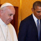 El Papa y Obama, este jueves, en el Vaticano.