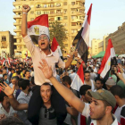 Seguidores del ahora presidente, Mohamed Mursi, celebran su victoria.