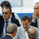 Rajoy, junto a Alberto Fabra, González Pons y Carlos Fabra en el acto de clausura.