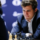 Magnus Carlsen, durante la final del Mundial de ajedrez.
