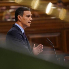 Pedro Sánchez interviene en el pleno del Congreso.