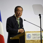 El secretario general de la ONU, Ban Ki-moon, pronuncia su discurso.