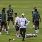 Ancelotti, en un entrenamiento del Real Madrid. KIKO HUESCA