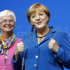 Merkel agradece el apoyo y la confianza depositada en la CDU, este domingo en Berlín.