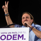 Iglesias, interviene en un mitin de Podemos en Baleares.