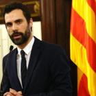 El presidente del Parlament, Roger Torrent, en una comparecencia del día 26.