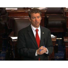 Rand Paul, durante su extenso discurso en el Senado, este miércoles en Washington.