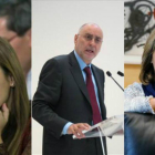 Los tres miembros actuales de la Mesa del comité federal del PSOE: Verónica Pérez, Rodolfo Ares, Núria Marín.