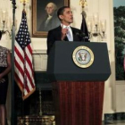 Obama durante una de sus últimas comparecencias públicas en la Casa Blanca