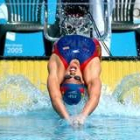 La piscina fue protagonista; en la foto Mercedes Peris en 50 espalda