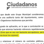 Extracto de la iniciativa registrada por el grupo municipal de Ciudadanos en el Ayuntamiento de Málaga.