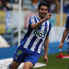 Andy celebra el tanto que le marcó al Zaragoza.