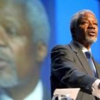 El secretario general de la ONU, Kofi Annan, durante su intervención de ayer en Davos