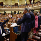 Alberto Núñez Feijóo tras su intervención en la primera sesión del debate de su investidura, ayer en el Congreso. SERGIO PÉREZ