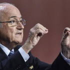Blatter, durante su discurso de este viernes en el 65º Congreso de la FIFA.