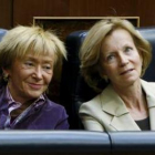 Las vicepresidentas Fernández De la Vega y Elena Salgado, ayer en el Congreso.