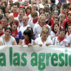 Protesta en Pamplona por las agresiones sexuales durante los Sanfermines de este año.