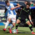 Ruibal y Moreno, durante el partido.