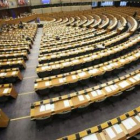 Vista general del Parlamento Europeo prácticamente vacío en Bruselas.
