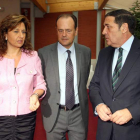 Begoña Hernández, Sáez Aguado y el presidente de TCD Pharma, Pablo Cabello.