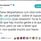 Twitter de Garzón negando la información