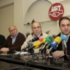 Un momento de la rueda de prensa de UGT sobre las pensiones