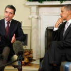 Rasmussen y Obama en la reunión que mantuvieron en la Casa Blanca.
