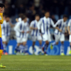 Messi se lamenta tras el gol de la Real Sociedad. ETXEZARRETA