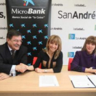 El director comercial de MicroBank, Ramón Gatell, y la alcaldesa de San Andrés, Mª Eugenia Gancedo