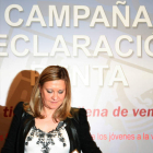 La consejera de Hacienda, Pilar del Olmo, antes de comenzar ayer una rueda de prensa.