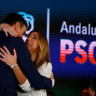 Susana Díaz y Pedro Sánchez, durante el mitin del PSOE en Chiclana de la Frontera.