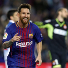 Leo Messi celebra su segundo gol.