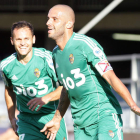 Yuri celebra su gol, que abría el marcador poniendo por delante a la Deportiva.