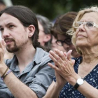 Pablo Iglesias y Manuela Carmena, en un mitin en Madrid.