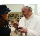 El papa Francisco, durante su encuentro con Cristina Fernández de Kirchner, ayer.