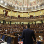 Pedro Sánchez durante el debate de su investidura fallida en el Congreso de los Diputados.