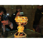 El cáliz de Doña Urraca, que se exhibe desde hace meses como un ‘unicum’ en una sala blindada bajo la torre del Gallo en San Isidoro.