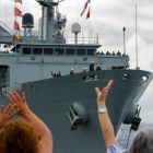 El buque "Patiño" regresa a su base de Ferrol este lunes tras permanecer desplegado en los últimos meses en operativos de la OTAN. KIKO DELGADO