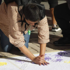 Intervención artística de Creacción Mental en la plaza de la Catedral de León el pasado 10 de octubre. RAMIRO