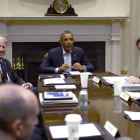 Barack Obama, reunido en el Consejo de Seguridad Nacional.