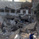 Escombros del edificio que registró una explosión en la ciudad de Rosario.